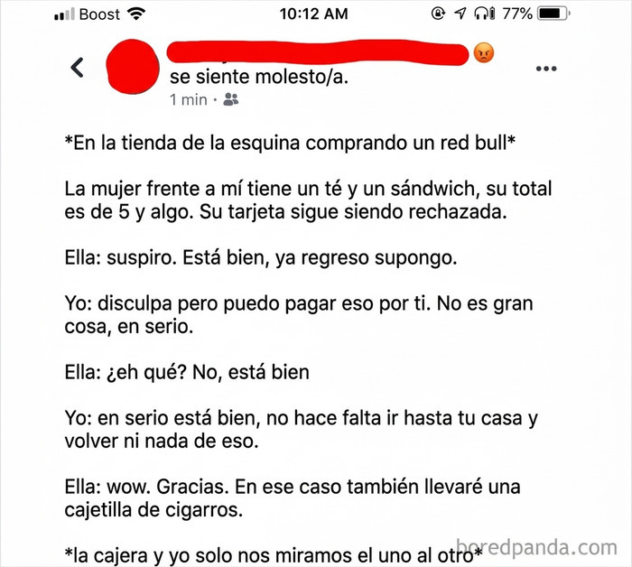 Publicación sobre la mala actitud de varios pedigüeños exasperantes en una tienda.