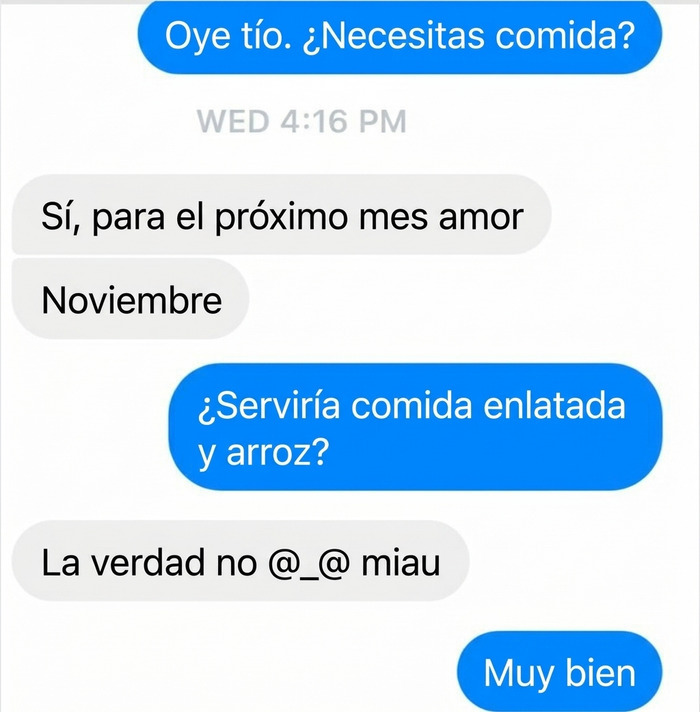 Chat de mensajes con personas y sus exigencias como pedigüeños exasperantes.