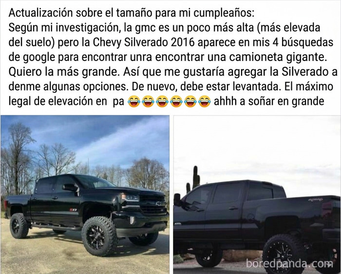 Publicación con fotos de camionetas modificadas y exigencias de pedigüeños exasperantes