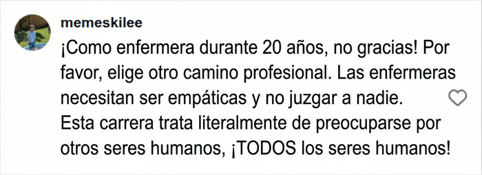 Mensaje de una enfermera opinando sobre la estudiante gritando a manifestantes. Mensaje de una enfermera opinando sobre la estudiante gritando a manifestantes.