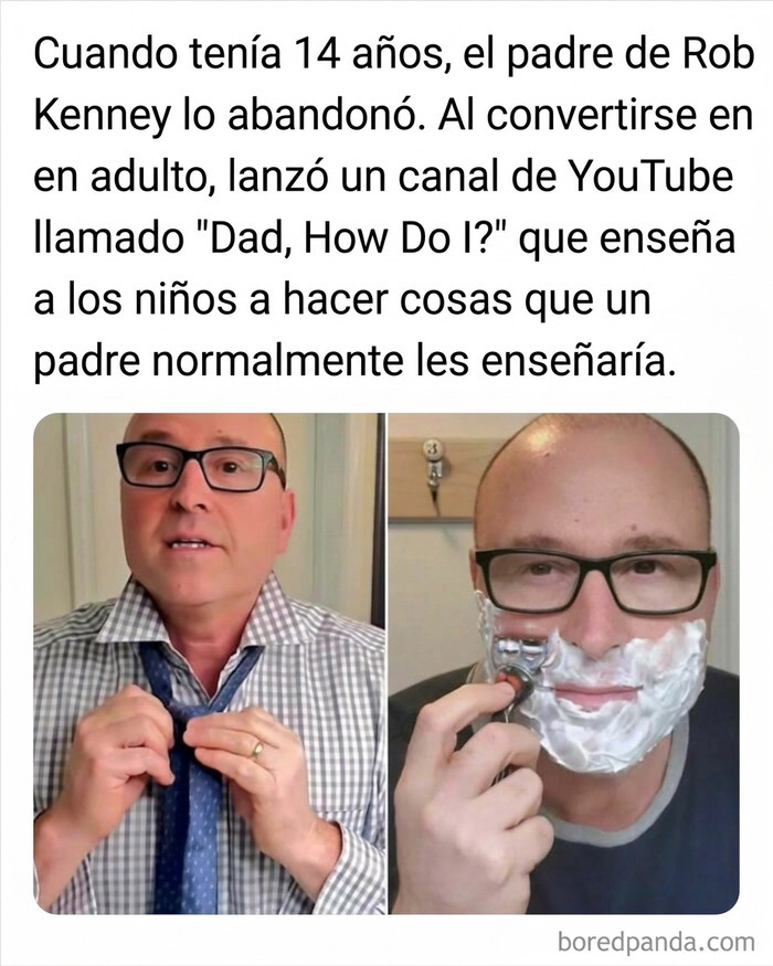 Publicaciones reconfortantes: Rob Kenney enseñando a atarse una corbata y afeitarse en YouTube.