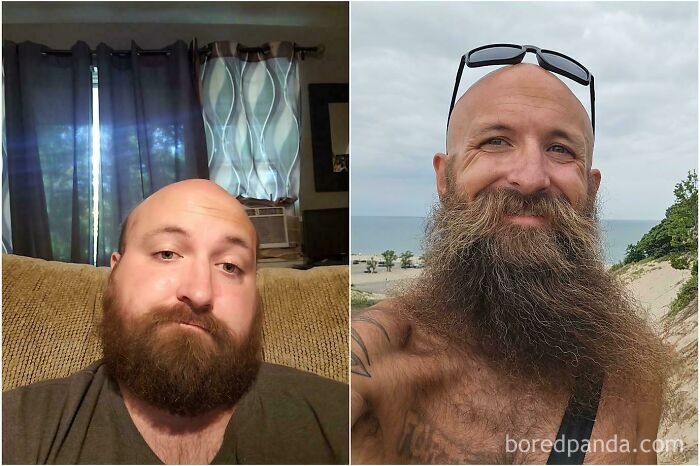 Antes y despues de un hombre con barba tras una semana dura