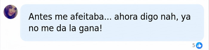 Comentario en redes sobre la decisi&oacute;n personal de no depilarse las partes &iacute;ntimas.