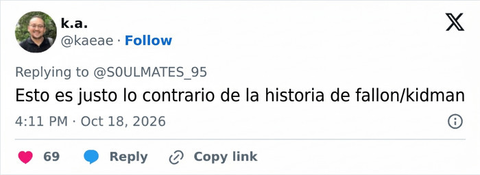 Comentario en X mencionando la historia de Fallon y Kidman y la infidelidad de esta estrella de Hollywood