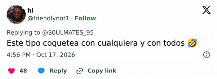 Reacci&oacute;n de usuario sobre la infidelidad de esta estrella de Hollywood comentando su coqueteo