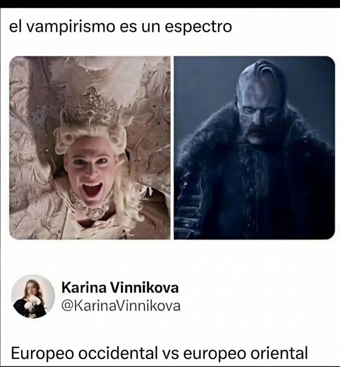 Imágenes y memes sin contexto comparando estilos de vampiros entre europeo occidental y oriental