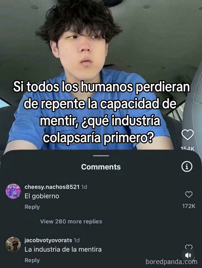 Captura de pantalla de redes sociales con mentiras ridículas sobre qué industria colapsaría primero.