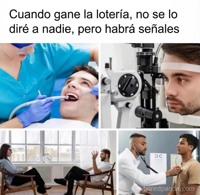 Memes divertidos sobre ir al médico al ganar la lotería.