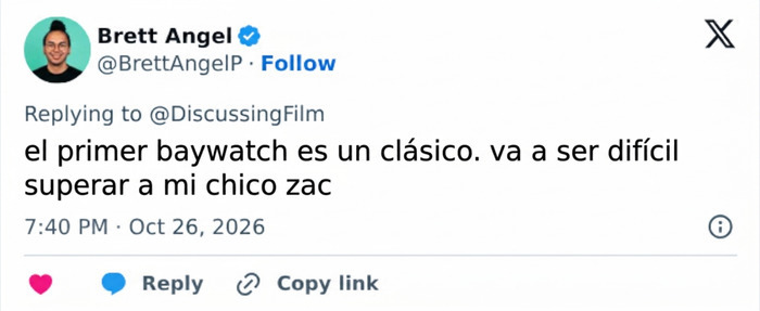 Publicación en redes defendiendo el clásico previo al reboot de Los vigilantes de la playa. Publicación en redes defendiendo el clásico previo al reboot de Los vigilantes de la playa.