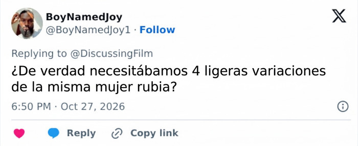 Comentario en redes criticando el reparto en el reboot de Los vigilantes de la playa. Comentario en redes criticando el reparto en el reboot de Los vigilantes de la playa.