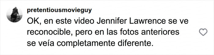 Comentario en redes sobre el cambio f&iacute;sico de Jennifer Lawrence y su apariencia