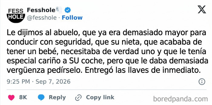 Captura de confesiones anónimas emotivas sobre cómo convencer a un abuelo de dejar de conducir