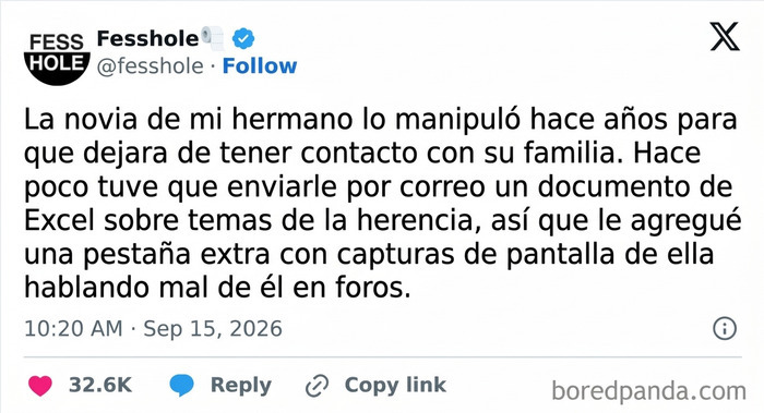 Captura sobre confesiones anónimas revelando un secreto mediante un archivo de Excel
