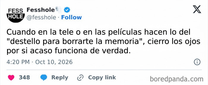 Mensaje de confesiones anónimas sobre alguien que cierra los ojos ante destellos para borrar la memoria.