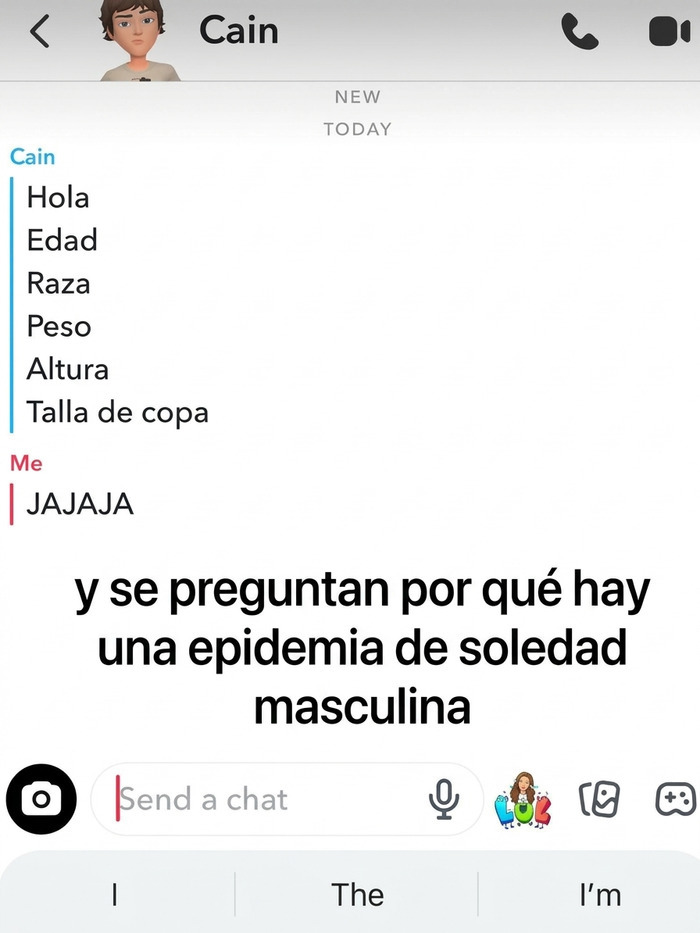 Captura de chat con mensajes de texto incómodos sobre una lista exagerada de preguntas.