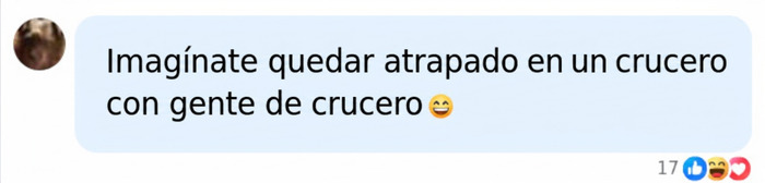 Captura de pantalla de un comentario sobre quedar atrapado en un crucero permanente. Captura de pantalla de un comentario sobre quedar atrapado en un crucero permanente.