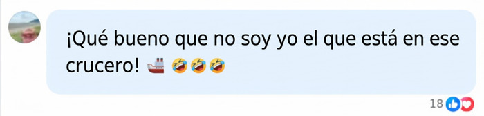 Comentario sobre el caso de los pasajeros de un crucero permanente expresando alivio de no estar allí. Comentario sobre el caso de los pasajeros de un crucero permanente expresando alivio de no estar allí.