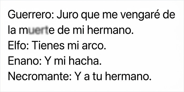 Chiste en texto sobre un necromante y una venganza, parte de los memes divertidos para alegrarte el día.